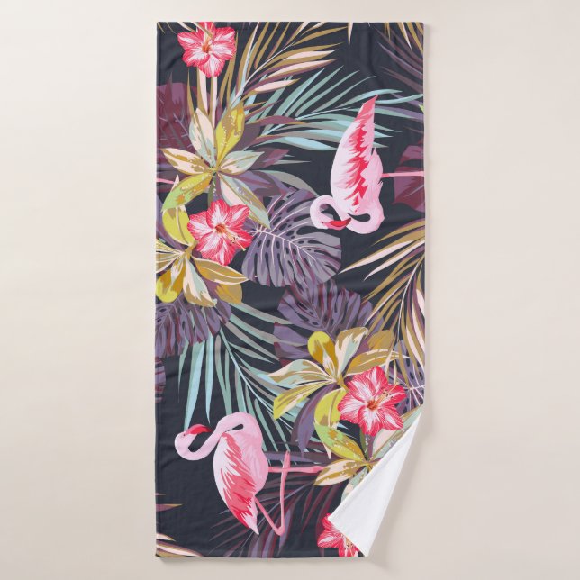 Flamingo Tropical: Summer Seamless Pattern Bath Towel (Bath Towel)