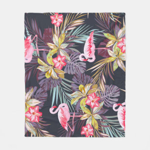Flamingo Tropical: Summer Seamless Pattern Fleece Blanket