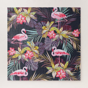 Flamingo Tropical: Summer Seamless Pattern Jigsaw Puzzle