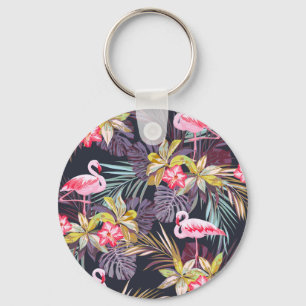 Flamingo Tropical: Summer Seamless Pattern Keychain