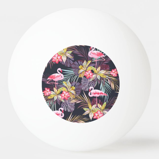 Flamingo Tropical: Summer Seamless Pattern Ping Pong Ball (Front)