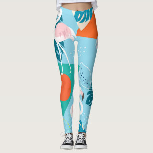Flamingo Tropical, Trendy Vintage Pattern. Leggings