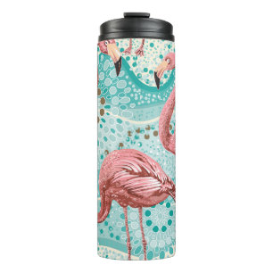 Flamingo Tropical: Vintage Floral Wallpaper Thermal Tumbler
