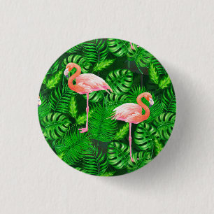 Flamingo tropical watercolor 1 inch round button