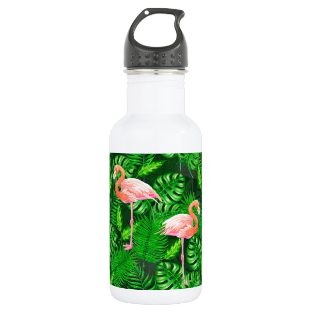 Flamingo tropical watercolor 532 ml water bottle (Front)
