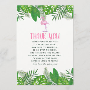 Flamingo Tropical Watercolor Baby Shower Thank You Card