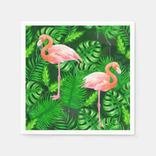 Flamingo tropical watercolor napkin