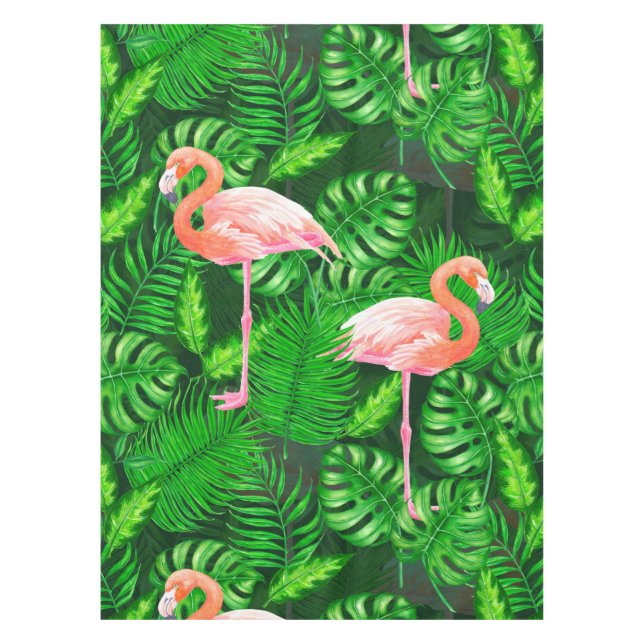 Flamingo tropical watercolor tablecloth (Front)