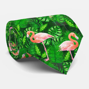 Flamingo tropical watercolor tie