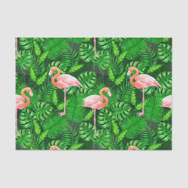 Flamingo tropical watercolor tissue paper (Front)
