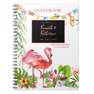 Flamingo Tropical Wedding Guestbook Notebook