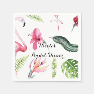 Flamingo Tropics Summer Birthday Party Elegant Napkin