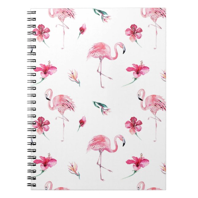 Flamingo Tropics Summer Island Chic Hibiscus Pink Notebook (Front)