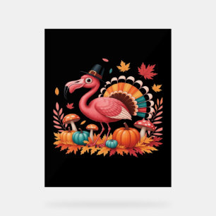 Flamingo Turkey Cute Flamingo Turkey Fall Leaf Tha Acrylic Sign