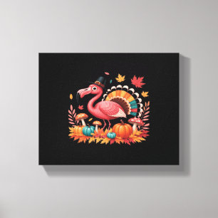 Flamingo Turkey Cute Flamingo Turkey Fall Leaf Tha Canvas Print