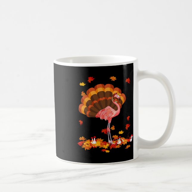 Flamingo Turkey Cute Flamingo Turkey Fall Leaf Tha Coffee Mug (Right)