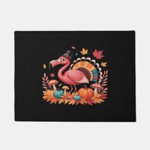 Flamingo Turkey Cute Flamingo Turkey Fall Leaf Tha Doormat