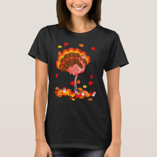 Flamingo Turkey Cute Flamingo Turkey Fall Leaf Tha T-Shirt