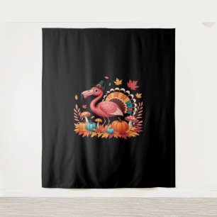 Flamingo Turkey Cute Flamingo Turkey Fall Leaf Tha Tapestry