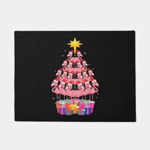 Flamingo Ugly Christmas Tree Funny Gift Doormat