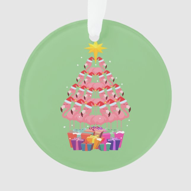 Flamingo Ugly Christmas Tree Funny Gift Ornament (Front)