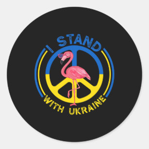 Flamingo Ukraine I Stand With Ukraine Flag Support Classic Round Sticker