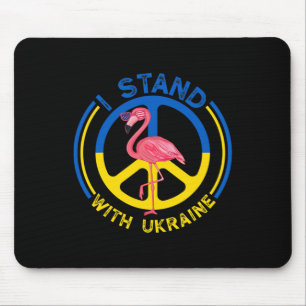 Flamingo Ukraine I Stand With Ukraine Flag Support Mouse Pad