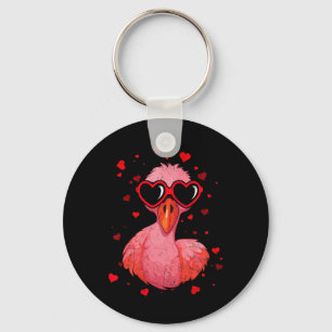 Flamingo Valentine Sungles Heart Cute Lovers Keychain