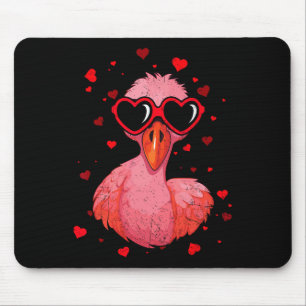 Flamingo Valentine Sungles Heart Cute Lovers Mouse Pad