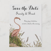 Flamingo Vintage Watercolor Save Date Wedding