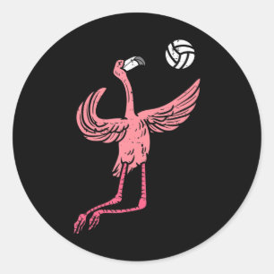 Flamingo Volleyball Spike Serve Player Spiker Classic Round Sticker
