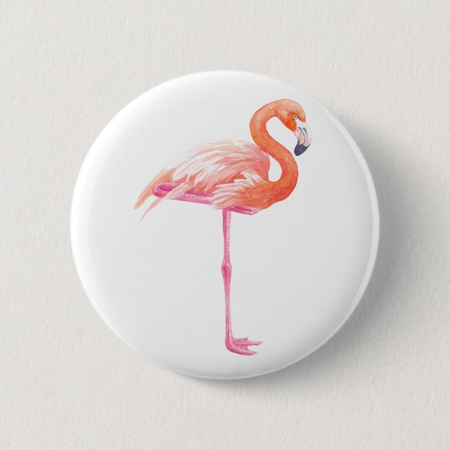 Flamingo watercolor 2 inch round button (Front)