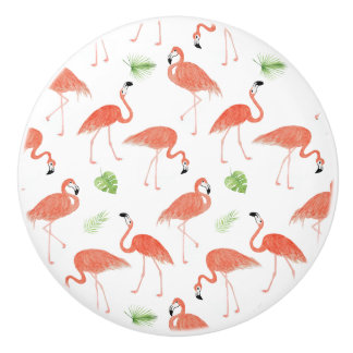 Flamingo Watercolor Ceramic Door Knob