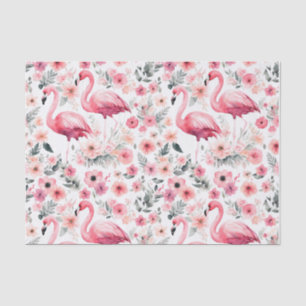 Flamingo Watercolor Girly Hot Pink Tissue Paper