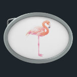 Flamingo watercolor oval belt buckle<br><div class="desc">Flamingo painted with watercolors.</div>