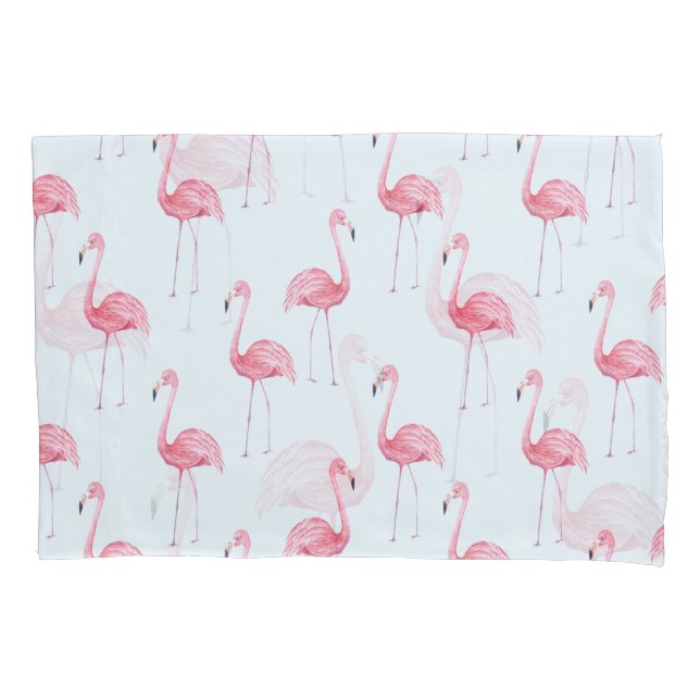 Flamingo watercolor, pastel background seamless pa pillowcase (Front)