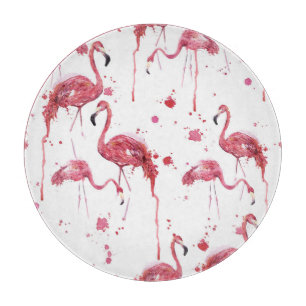 Flamingo watercolor pattern, vibrant design. cutting board