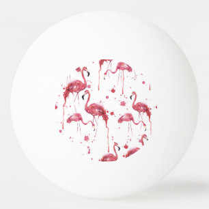 Flamingo watercolor pattern, vibrant design. ping pong ball