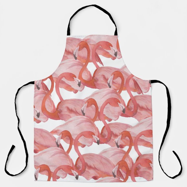Flamingo Watercolor: Seamless Pattern Apron (Front)