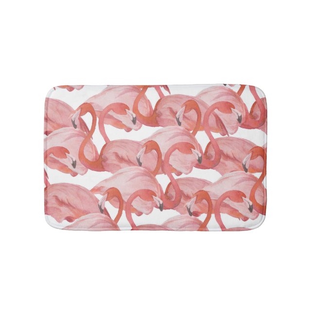 Flamingo Watercolor: Seamless Pattern Bath Mat (Front)