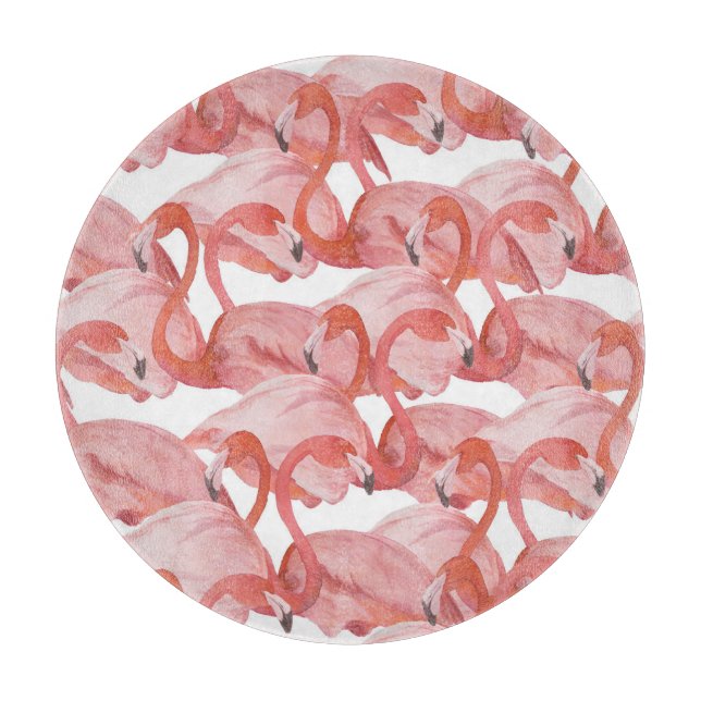 Flamingo Watercolor: Seamless Pattern Cutting Board (Front)