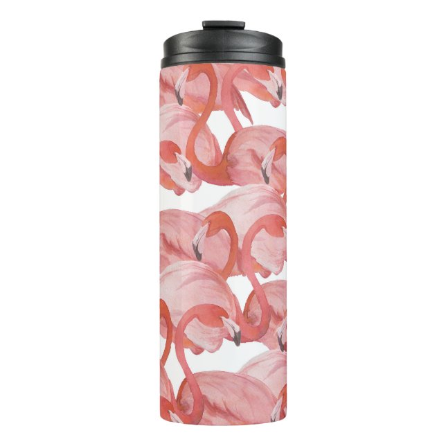 Flamingo Watercolor: Seamless Pattern Thermal Tumbler (Front)