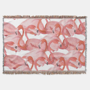 Flamingo Watercolor: Seamless Pattern Throw Blanket
