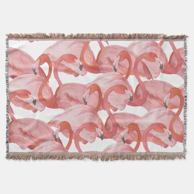 Flamingo Watercolor: Seamless Pattern Throw Blanket (Front)