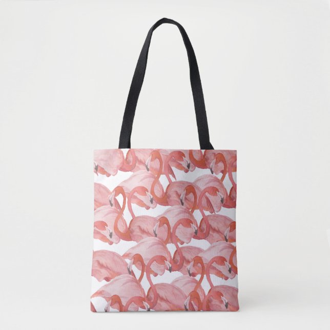 Flamingo Watercolor: Seamless Pattern Tote Bag (Front)