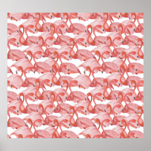 Flamingo Watercolor: Seamless Small Pattern Poster
