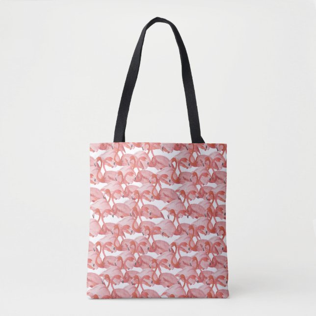 Flamingo Watercolor: Seamless Small Pattern Tote Bag (Front)