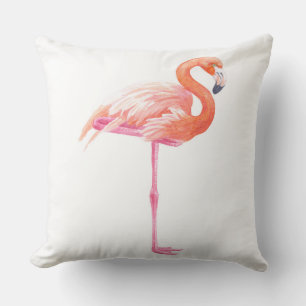 Flamingo watercolor throw pillow