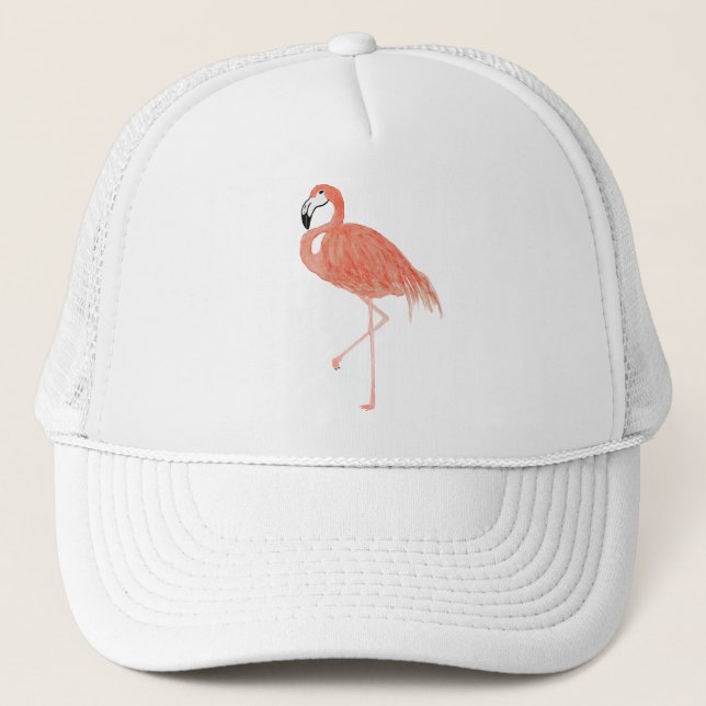 Flamingo Watercolor Trucker Hat (Front)