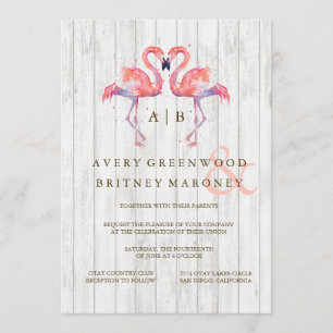 Flamingo Watercolor Wedding Invitations